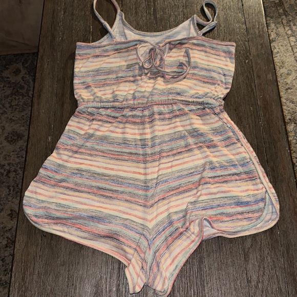 Multi colored striped vintage 70s 80s romper boho L read beach pool retro mod - Picture 5 of 7